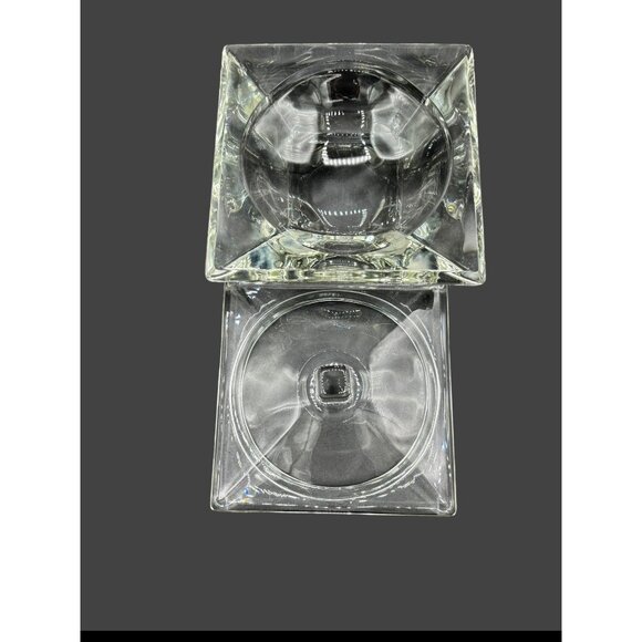 Vintage MCM Square Heavy Crystal Glass Covered Candy Dish Mid Century 6x6x4 - Picture 4 of 16